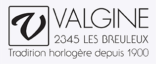 Valgine Logo de Valgine, tradition horlogère aux Breuelux depuis 1900